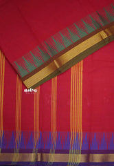 Classic Kanchi cotton temple ganga jamuna border - Reddish pink