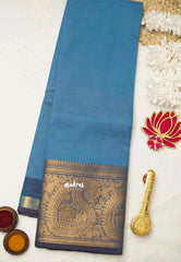 Classic Kanchi cotton big mango border anadha blue saree with blue border