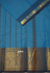 Classic Kanchi cotton big mango border anadha blue saree with blue border