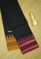 Classic Kanchi cotton with Rudraksham Ganga Jamuna border - Black