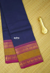 Classic Kanchi cotton rettapet mayil border - Blue