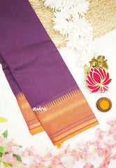 Classic Kanchi cotton rettapet border - Purple with orange