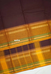 Classic Kanchi cotton rettapet rudraksham temple border - Brown