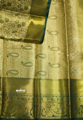 Kanchi Tissue Silk Saree With Floral weaving green color