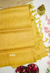 Kanchi softy silk saree yellow color all over zari weaves