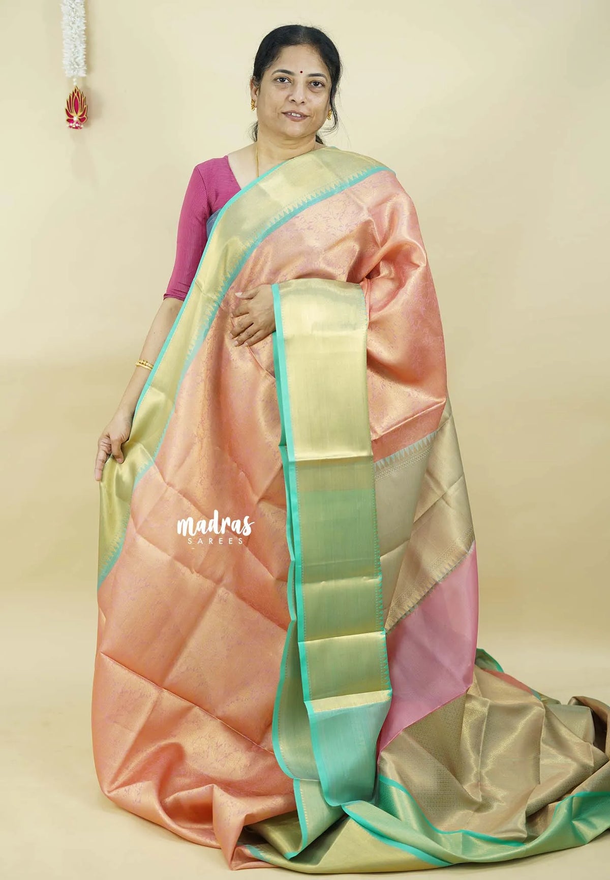 Blush Peach Bloom - Thendral - Kanchi semi silk with pastel shades