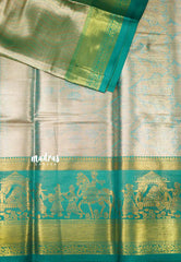 Kanchi Tissue Silk Pallakku weaving border - sapphire green