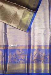 Kanchi Tissue Silk Pallakku weaving border - Ink blue