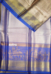 Kanchi Tissue Silk Pallakku weaving border - Ink blue