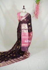 Coffee Podi Brown - Kanimozhi - Soft Silk Saree Mango and Flower Border with Flower Buttas - Best for Small Functions