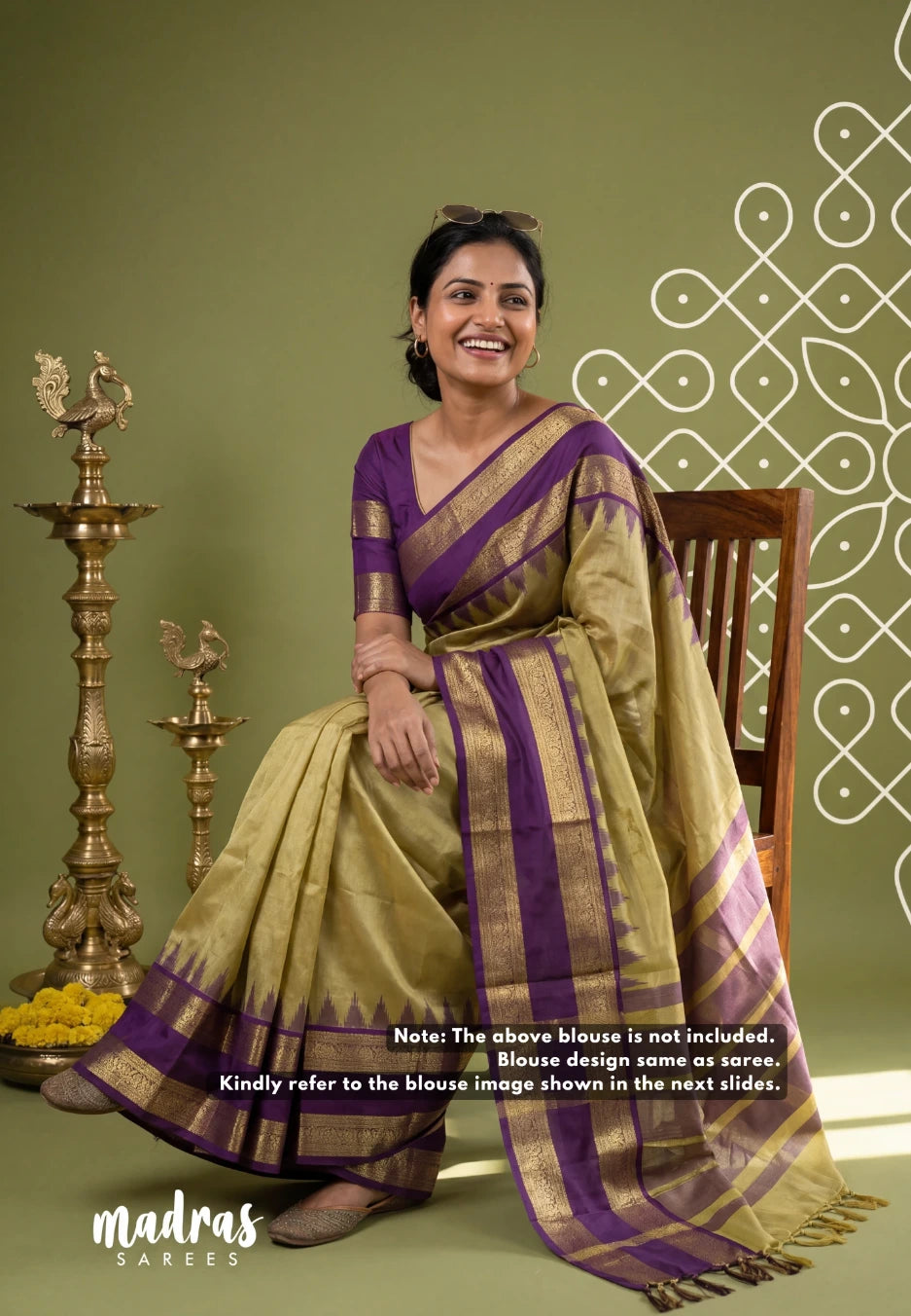 Golden Olive Green - Kanimozhi - Premium Soft Silk Saree with Rettapet Border - Best for Wedding Functions