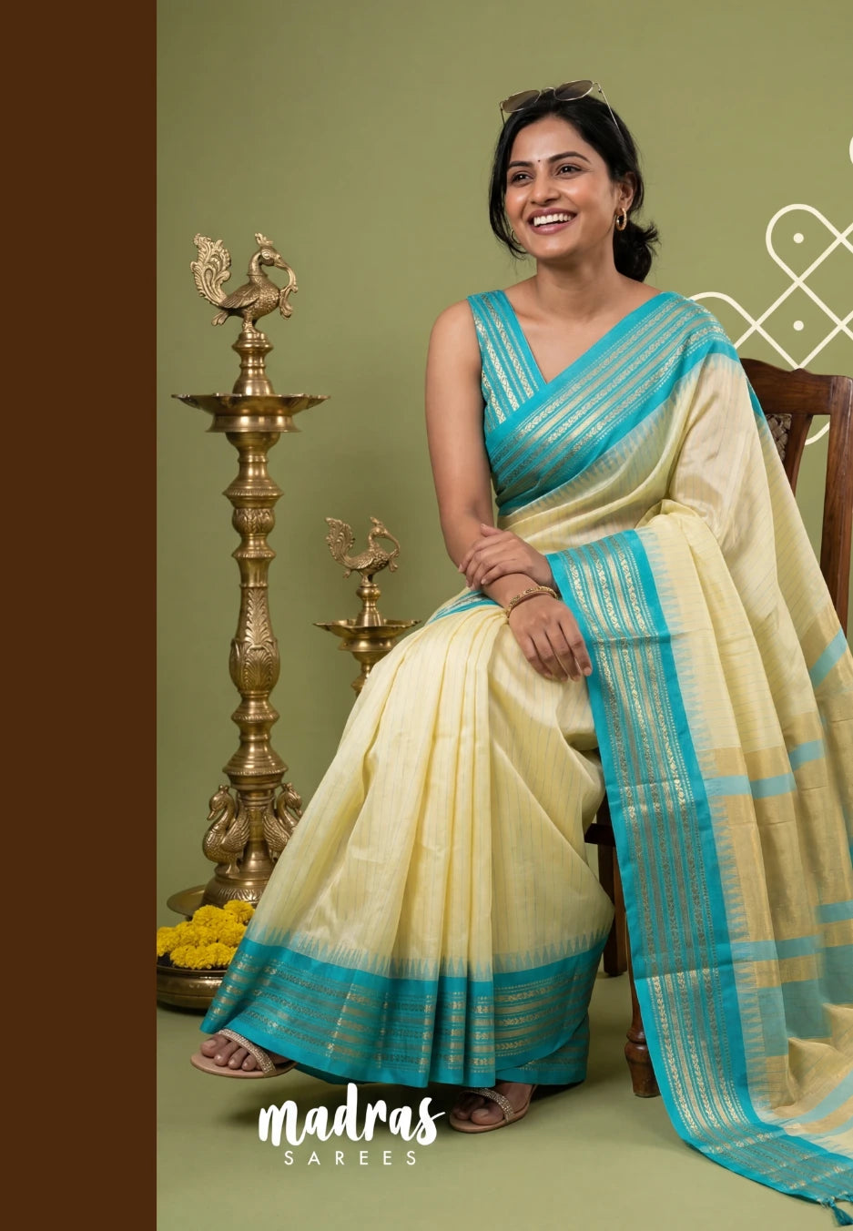 Creamy Butter Yellow - Kanimozhi - Premium Soft Silk Stripes with Traditional Border - Best for Wedding Functions