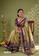 Golden Olive Green - Kanimozhi - Premium Soft Silk Saree with Rettapet Border - Best for Wedding Functions