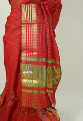 Classic Red - Kanimozhi - Soft Silk Muthu Kattam with Traditional Border - Best for Wedding Wear