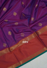 Dual Shade Purple - Kanimozhi - Soft Silk Sareee Rettapet Border with Buttas and Contrast Blouse - Best for Wedding Functions