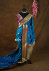 Dual Shade Peacock Blue - Kanimozhi - Premium Soft Malai Silk Saree with Rich Pallu and Blouse - Perfect for Festive Wear