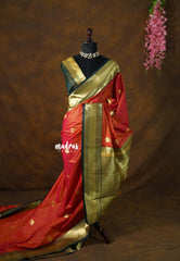 Dual Shade Orange-Red - Kanimozhi - Premium Soft Malai Silk Saree with Rich Pallu and Blouse - Perfect for Festive Wear