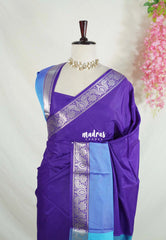 Violet Purple - Kanimozhi - Soft Silk Saree Plain with Skirt Border - Best for Temple Visit