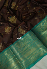 Olive Brown - Kanimozhi - Soft Silk Saree Mango and Flower Border with Flower Buttas - Best for Small Functions