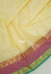 Creamy Butter Yellow - Kanimozhi - Premium Soft Silk Plain with Rettapet Border - Best for Wedding Functions