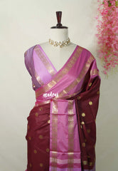 Majestic Maroon - Kanimozhi - Soft Silk Saree with Rudraksham Border and Buttas - Best for Wedding Wear