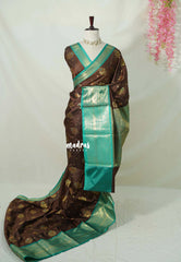 Olive Brown - Kanimozhi - Soft Silk Saree Mango and Flower Border with Flower Buttas - Best for Small Functions