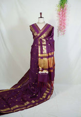 Dual Shade Magenta Purple - Kanimozhi - Premium Soft Silk with Rudraksham, Mango Border and Buttas - Best for Wedding Functions