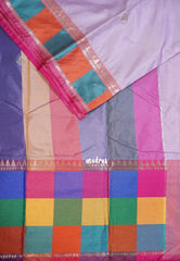 Creamy Lilac - Kanimozhi - Semi Soft Silk with Heritage Madras Checks Border - Best for Pooja Functions