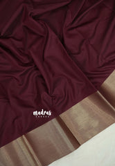 Majestic Maroon - Kanimozhi - Semi Soft Silk Saree with Madras Checks Cotton Blouse Double Blouse Combo - Perfect for Small Functions