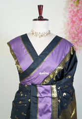 Classic Black - Kanimozhi - Soft Silk with Skirt Border and Buttas - Best for Wedding Functions