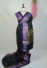 Classic Black - Kanimozhi - Soft Silk with Skirt Border and Buttas - Best for Wedding Functions
