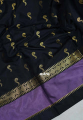 Classic Black - Kanimozhi - Soft Silk with Skirt Border and Buttas - Best for Wedding Functions