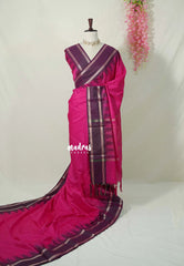 Fuchsia Pink - Kanimozhi - Premium Soft Silk Plain with Rettapet Border - Best for Wedding Functions