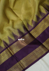 Golden Olive Green - Kanimozhi - Premium Soft Silk Saree with Rettapet Border - Best for Wedding Functions
