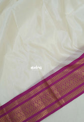 Ivory White - Kanimozhi - Premium Soft Silk Plain with Rudraksham Border - Best for Wedding Functions