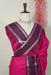 Fuchsia Pink - Kanimozhi - Premium Soft Silk Plain with Rettapet Border - Best for Wedding Functions
