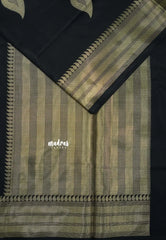 Black Blossom - Kanimozhi - Soft Silk Saree and Zari Border with Mango Buttas