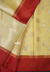 Creamy Ivory Gold - Kanimozhi - Soft Silk Dual Shade Skirt Border with Buttas - Best for Function Wear