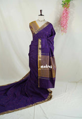 Deep Purple - Kanimozhi - Soft Silk Saree Mayil Border and Buttas with Contrast Pallu and Blouse - Best for Pooja Functions | Temple Visit