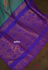 Dual Shade Teal Green - Kanimozhi - Soft silk with Contrast Pallu and Blouse - Best for Wedding Functions