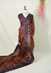 Rust Brown with Jamun Purple - Kanimozhi - Soft Silk Saree Checks with Buttas - Best for Small Functions