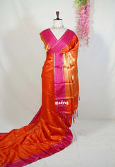 Sunset Orange - Kanimozhi - Soft Silk with Rettapet Border - Best for Festive Wear | Small Functions