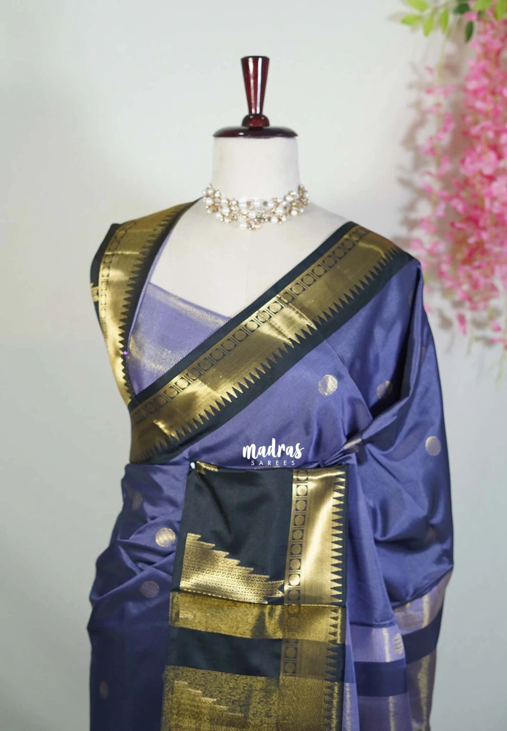 Muted Lavender - Kanimozhi - Soft Silk Saree with Temple Border and Buttas - Best for Pooja Funtions | Temple Visit