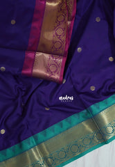 Violet Glow - Kanimozhi - Soft Silk Saree Ganga Jamuna Border with Buttas - Best for Small Functions