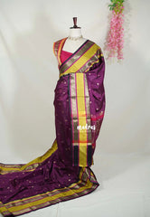Mulberry Purple - Kanimozhi - Soft Silk Saree with Rettapet Border and Buttas - Best for Pooja Functions | Temple Visit