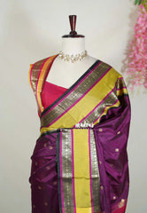 Mulberry Purple - Kanimozhi - Soft Silk Saree with Rettapet Border and Buttas - Best for Pooja Functions | Temple Visit
