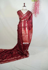 Brick Maroon - Kanimozhi - Soft Silk Saree with Rettapet Border and Buttas - Best for Pooja Funtions | Temple Visit