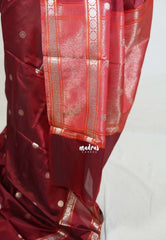 Brick Maroon - Kanimozhi - Soft Silk Saree with Rettapet Border and Buttas - Best for Pooja Funtions | Temple Visit