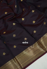 Dual Shade Midnight Brown - Kanimozhi - Soft Silk Saree Traditional Zari Border with Buttas - Best for Small Functions