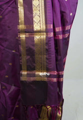 Jamun Purple - Kanimozhi - Premium Soft Silk with Rudraksham, Mango Border and Buttas - Best for Pooja Functions